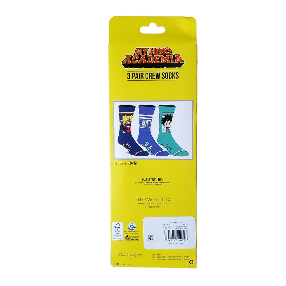 My Hero Academia Crew‎ Socks 3 Pairs New